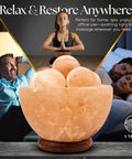 Cozy Himalayan Salt Lamp Bowl With Six Massage Balls, Dimmable Pink Rock Salt Light For Bedroom, Office Desk And Meditation Room