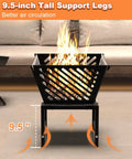 Portable 17 Inch Outdoor Fire Pit With Storage Bag For Camping, Patio, Picnic And Backyard BBQ, 360 Degree Airflow, Elevated 9.5 Inch Legs, Trapezoid Diagonal Hollow Design, Black