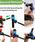 Demonstration of tubing connection for All In One 240Ft Drip Irrigation System For Garden And Yard With Half Inch Quick Connect PE Tubing