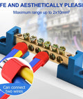 800 Piece Double Wire Ferrule Kit for Parallel Crimping showcasing brass connectors with blue mounts illustrating use