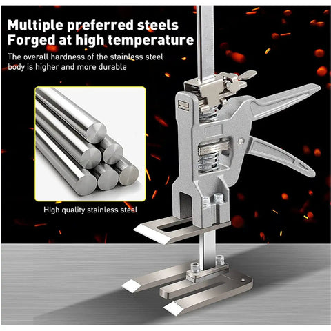2 Piece Adjustable Hand Jack Lifter Set, 440 Lb Heavy Duty Workhorse for precision leveling with stainless steel body.