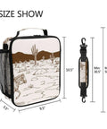 Insulated Kids Lunch Bag For Outdoor Camping Large Capacity Fits Lunch Boxes Water Bottles Snacks And Fruit 10.5x9.5x3.5 Inches With Tough 300D Oxford Cloth And Aluminum Lining, desert design, size dimensions shown