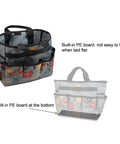 Floral Garden Tool Tote Organizer Bag with 8 roomy pockets, durable 600D Oxford exterior, reinforced bottom for stability