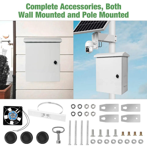 Badass Outdoor Electrical Box With Heavy Duty Cooling Fan And Smart Ventilation Design IP65 Waterproof Street Light Cabinet, accessories displayed.