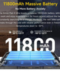 Ultra Rugged 5G Tablet Featuring Thermal Imaging Lens With 10.36 Inch 2K Anti Glare Display And 500 Nits Punch Plus Gorilla Glass 5 Shielding showing 11800mAh battery and charging ports.