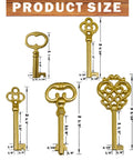 Heavy Duty Ten Piece Skeleton Key Set Milled From Solid Brass For Opening Antique Padlocks And Vintage Door Hardware Fits Like A Glove On Classic Cylinders Delivers Real Deal Operation With Zero Sweat Hassle with size dimensions.