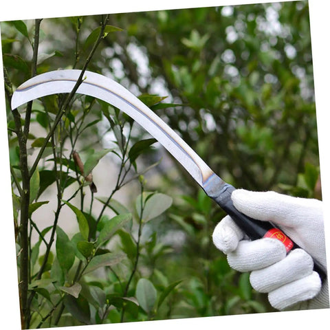 Two Piece Reaping Hook Set For Gardening And Harvesting, Rustproof Steel Multi Function Tool in use for trimming branches
