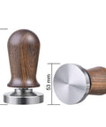 53mm Calibrated Espresso Tamper With Spring Loaded Wooden Handle And Stainless Steel Flat Base For Consistent Extraction