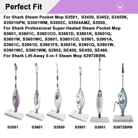 Lineup of Shark Steam Pocket Mop models compatible with 10 Pack Washable Steam Mop Pads Replacement For Shark Steam Pocket Mops S3500 Series