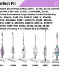 Chart showing compatibility of 6 Pack Steam Mop Pads Replacement For Shark Steam Pocket Mops S3500 Series And S3601 Models