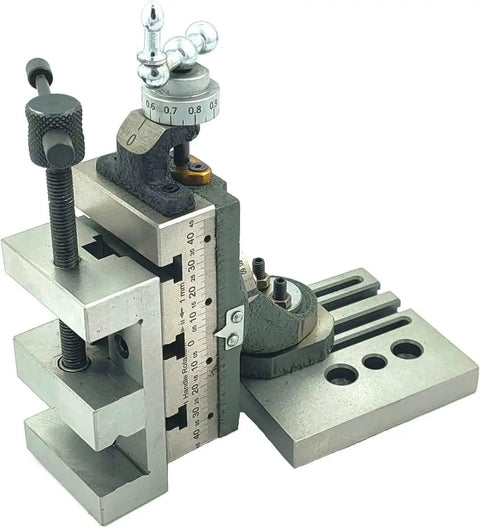 Beefy Cast Iron Mini Vertical Milling Slide With Two Inch Steel Vise And Swivel Base For 7 X 14 Mini Lathe Machine Quick Cross Slide Swap Plug And Play Setup, compact milling slide with steel vise