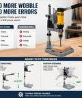 Adjustable Drill Press Stand For Hand Drill Benchtop Workstation With Precision Depth Control Scale Heavy Duty Metal Base stable setup with drill