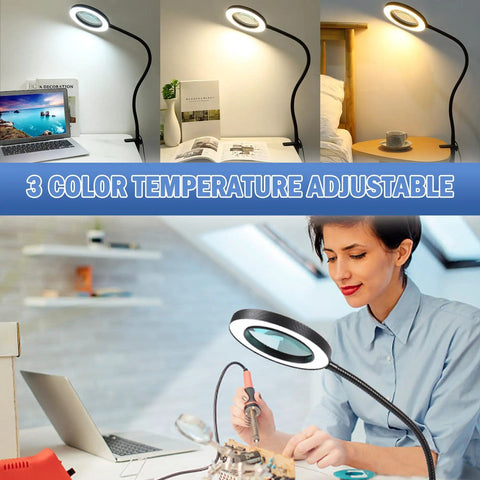Magnetic Helping Hands Soldering Station with 3 lighting modes, 10X magnifying glass, flexible arms, and light for electronics repair