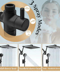 Rain Shower Head 12 Inch High Pressure Round Rainfall Shower Head Combo Pro Grade With 11 Inch Adjustable Extension Arm And 60 Inch Stainless Steel Hose Plus 5 Settings Handheld Shower Head Anti Leak Chrome Finish with spray modes.
