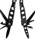 Six Point Five Inch Stainless Steel 14 Function Beefy All In One Multi Tool with open blades and tools visible