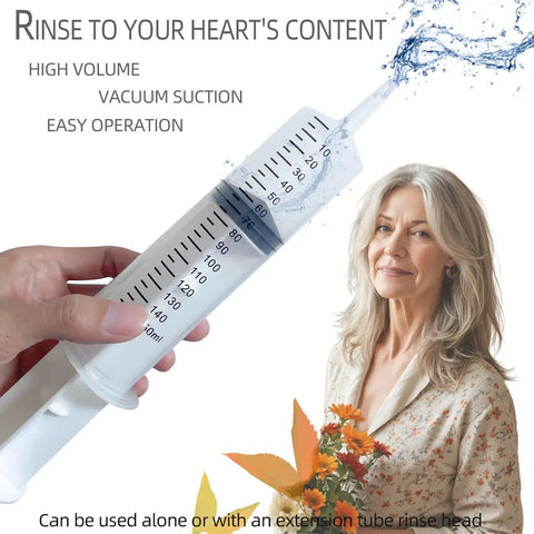 150ML Enema Syringe Cleaning Kit With 23.6 Inch Hose Travel Douche System For Colon Cleansing Includes Two Nozzles Safe ABS Plastic And Silicone Easy to use at home or on the go, 150ml syringe with markings