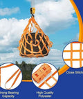 Rock Solid Heavy Duty Hoisting Lifting Cargo Net For Material Handling Built From Dense Weave Polyester lifting gear outdoors.