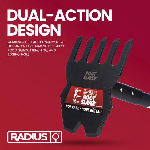 Dual Hoe And Rake Garden Tool With 58 Inch Fiberglass Shaft showing dual-action design feature