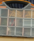Person holding 18 Compartments Hardware Gear Organizer Box With Removable Dividers And Accessible Hinged Lid for tool storage