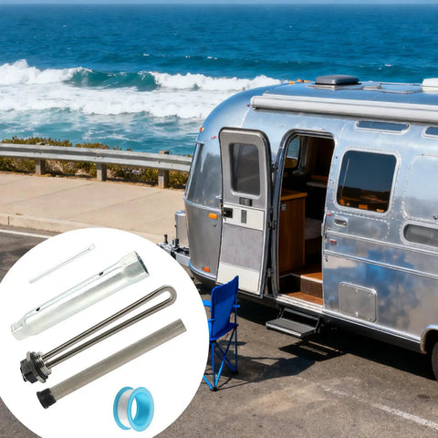 Water Heater Parts Replacement Bundle With Anode Rod And Sleeve For Campers Fits Most Electric RV And Camper Water Heaters 520900 520789 Replacement Kit Durable Heat Transfer Tube And Overheat Protection. RV water heater parts kit with anode rod, sleeve, and tube