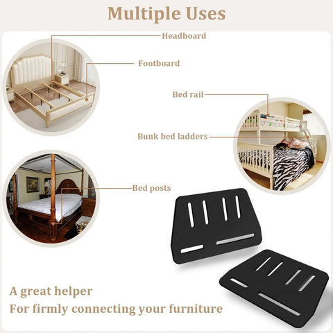 Heavy Duty Bed Frame Connector Plates Secure Headboard Tough No Sweat Assembly Screw Mount Brackets Bedroom Upgrade Hardware For Platform Beds Or Couch Sets Quick Install Today showing multiple uses for headboards, footboards, bed rails.