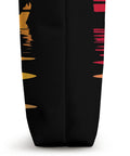 Side view of Dragon Boat Paddler Tote Bag For Dragonboating Enthusiasts And Teams, showing durable black fabric with colorful design.