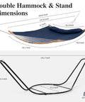 Free Standing Outdoor Hammock With Heavy Duty Stand Navy Blue For Backyard Patio And Garden Lounging dimensions
