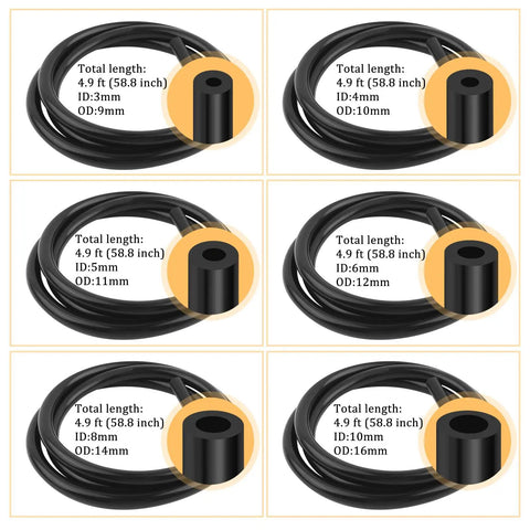 Heavy Duty 6Pc Vacuum Hose Kit With Cutter! Get These Multi Size Silicone Lines For Car Air And Water Transport. 6 hoses, 4.9 ft, 3-10mm ID