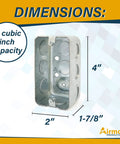 Go-To Metal Handy Electrical Box 4x2 Inch, Single-Gang, 1-7/8 Inch Depth, Drawn Steel Construction, 1/2 Inch Knockouts