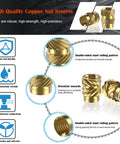 80Pcs Brass Heat Set Threaded Inserts For Plastic And 3D Printing, SAE Knurled Female Thread Nuts Assortment Kit, Size 8 32 By 5 32 By 6.3 Mm, showing high-quality copper nut inserts features.