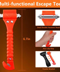BFXM car window breaker hammer and seat belt cutter, orange, 6.7in, steel hammer head, non-slip grip