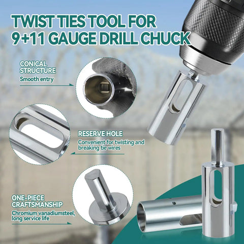 Twist Ties Drill Chuck Tool For 9 And 11 Gauge Fence Ties Compatible With 3 8 Inch Power Drills Wire Twister details