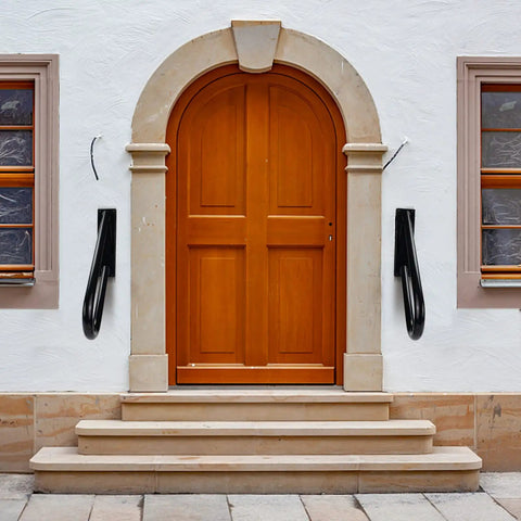 Heavy Duty Outdoor Stair Handrail Wall Mount 27.5 Inch U Shaped Metal Grab Bar for 1 to 3 Steps beside decorative door