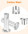 Set Of 10 Pro Grade Three Sixteenth Inch By Five Eighths Inch Single Hole Clevis Pins In Carbon Steel With Flat Heads Displayed