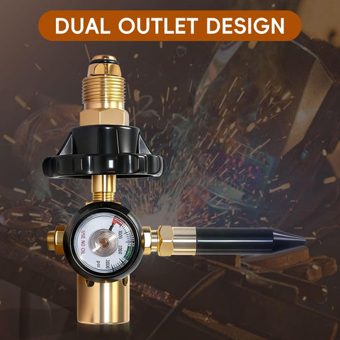 Dual outlet All In One Helium Balloon Filler With Air Flow Regulator And 0 To 3000 PSI Gauge for CGA580 tank valve.