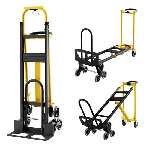 Rock Solid Three In One Portable Dolly With 800 Lb Load Rating And Spinning Stair Climbing Wheels Folding Aluminum Flatbed Cart Smooth Operator For Heavy Furniture Hauls And Cramped Space Navigation