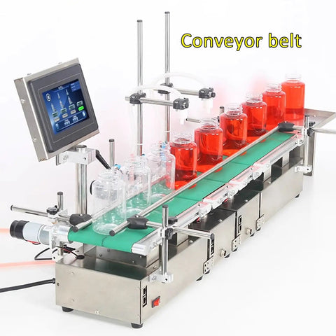 Plug And Play Automatic Two Nozzle Liquid Filler With Digital Screen Precision Weighing Tech For Juice Wine Bottling Easy Setup Smooth running with filled jars on conveyor.