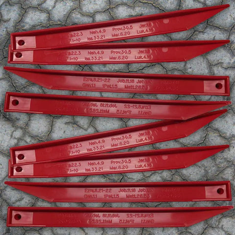Red resin Spiritual Warfare Stakes 8 Pack For God’s Protection Bible Verses To Fortify Faith Break Spiritual Fog