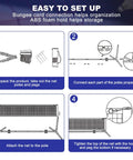Setup instructions for Super Tough All In One Adjustable Badminton Net Up To Five Point One Feet Tall Ideal For Kids Volleyball And Pickleball Quick Setup Portable Sports Net With Bag For Tennis Pool Backyard Games And Indoor Play Ten Feet Long In Blue