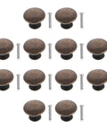 12 Pack Round Antique Brass Cabinet Pulls Single Hole Small Flat Head Metal Drawer Handles For Kitchen And Bath Cabinets Replacement Retro Furniture Knobs Hardware