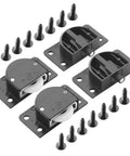 Black Nylon Sliding Door Rollers Replacement Kit With 4 Wheels, 16 Screws, 1 Small Screwdriver, And Transparent Storage Box, Includes 2 Sets For Closet Cabinet And Wardrobe Doors, Durable Metal And Plastic Construction For Smooth Quiet Sliding