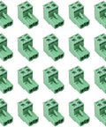 2 Pin 5.08mm Angle PCB Screw Terminal Block Quick Release For Easy Wire Landing Snap Together Design With Durable PA66 Housing, green, 20 pcs