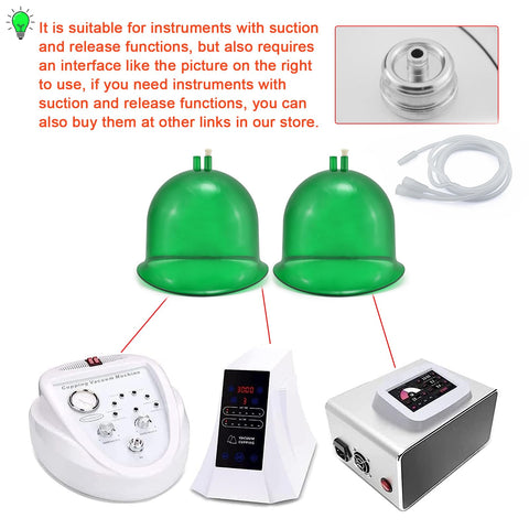 Y Type Silicone Vacuum Hose Tubing For Butt Vacuum Therapy Machine Universal Fit For All Cup Sizes 83.27 Inch Long Replacement Tube For Cupping Therapy Accessories Fits 150ml To 3000ml Cups with green cups and machine interface