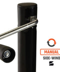 Close-up of the Side Wind Beefed Up Trailer Jack Bundle with 5000 lb lift capacity, showing the manual side-wind crank mechanism.