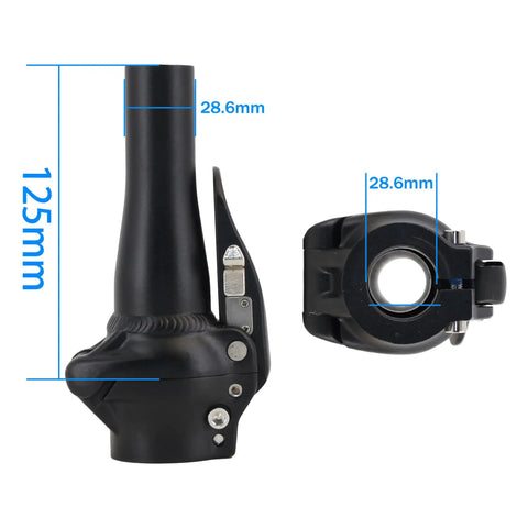 Beefy Aluminum BMX Conversion Stem Adapter For Folding Bikes And Folding Electric Bikes, 125mm Length, Black Frost Finish