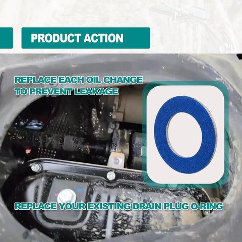 15 Pcs Aluminum Oil Drain Plug Gasket Set With 12mm OEM Seals Replacement Crush Washer Gaskets For Cars Trucks Durable Aluminum Oil Pan Plug Washers High Temp Corrosion Resistant shown in use to prevent leakage in vehicle engine.