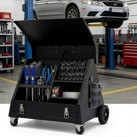 Magnetic Speaker Mount for Golf Carts Boats ATVs and UTVs Easy Strap Rail Mount, tool storage with wheels and open top.