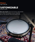 12 Inch Premium V Pad With Triple Piezo Sensor on pro drum kit stand showcasing mesh head and chrome hoops