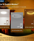 Amico 24 Pack 6 inch 5CCT LED Recessed Lighting with Night Light mode switch instructions showing activation steps.
