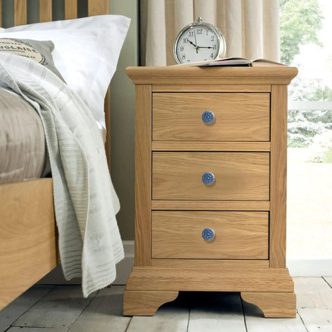 Light Blue Ceramic Kitchen Cabinet Knobs Set Of 12, 34mm Diameter Round Pull Handles on oak bedside drawers